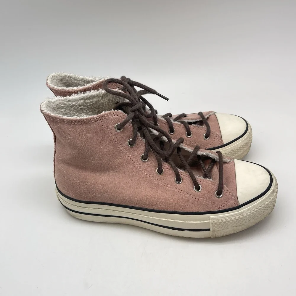 Converse Sneakers Womens 7 Sherpa Lined Hi Top Chuck‎ Taylor All Star Platform - Picture 3 of 9
